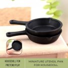 2Pcs Miniature Utensil Pan, Small Frying Pan for Doll House Accessories, Miniature Black Pan, Miniat