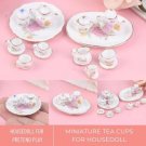 8 Pcs Miniature Pink Flower Pattern Porcelain Coffee Tea Cups For Doll House Decor, Miniature Tea Pa