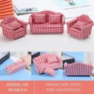 1 Pc Miniature Red Stripe Sofa, Mini Living Room Chairs for Doll House Decor, Miniature Furniture Ch