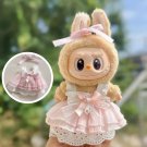 Elegant Pink Party Dress with Bandana for Labubu, Stylish Pink Party Dress Labubu Outfit, Fashionabl