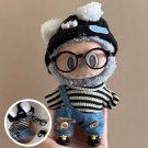Monochrome Striped Shirt & Denim Jumpsuit for Labubu, Casual Doll Labubu Outfits, Set Labubu Accesso
