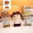 Casual Chic Fashion Labubu Doll Outfit, Plaid Shirt with Hat Labubu Accessories, Vintage Plaid Shirt