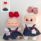 Trendy Denim Skirt & Red Bow Set for Labubu, Denim Outfit for Labubu, Headband Labubu Accessories, D