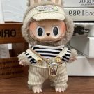 Cream Summer Outfit for Labubu Doll, Cream Outfit with Casual Stripe Shirt Labubu, Summer Look for L