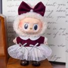Cute Labubu Skirt, Cozy Maroon Outfit for Labubu, Elegant Maroon Labubu Outfit, Maroon Dress Labubu 