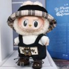 Stylish Black Labubu Outfit, Black Plaid Leisure Suit for Labubu, Leisure Suit with Hat Labubu Doll