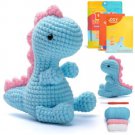 DIY Dinosaur Crochet Kit, Pink Blue Dinosaur Animal Crochet, Amigurumi Dinosaur Kit, Animal Crochet 