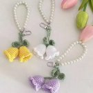 Beautiful Rochet Lily Keychain, Handmade Knit Flower, Keychain Handbag Charms Gifts, Flower Pearl Ke