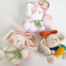 Kawaii Rabbit Doll Crochet Keyrings, Knitting Rabbit Keychains, Handmade Rabbit Crochet Keychain Gif
