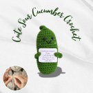 Cute Sour Cucumber Vegetable Crochet, Handmade Crochet with Positive Card, Crochet Handcrafted Kitti