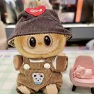 Kawaii Deep Brown Jumpsuit with Hat for Labubu, Labubu Dolls Pocket Overalls Hat Set Clothing Gift