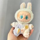 Kawaii Blue Cream Outfit Flower Button for Labubu, Clothes Labubu V1 V2 Dolls Outfit Accessories