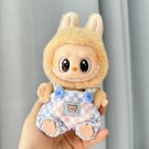 Cutie Vibes Blue Plaid Overalls Bib Pants Clothing for Labubu, Classic Checks Labubu V1 V2 V3 Outfit