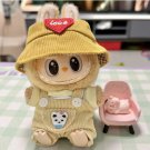 Tiny Explorer in Style Khaki Pocket Overalls Hat Set for Labubu, Cuteness Outfit For Labubu V1 V2