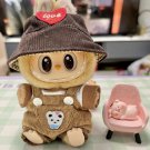 Tiny Explorer in Style Brown Pocket Overalls Hat Set for Labubu, Cuteness Outfit For Labubu V1 V2