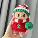 Labubu Christmas Outfit, Cozy Red and Green Winter Clothes for Dolls Labubu V2