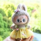Elegant Labubu Doll Dress, Soft Plush Yellow Pastel Tutu and Flower Outfit Accessories