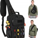 Tactical Electrician & HVAC Tool Chest Bag with 3-Point Harness, 15-Pocket 1680D Heavy Duty