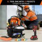 Tactical Electrician & HVAC Tool Chest Bag with 3-Point Harness, 15-Pocket 1680D Heavy Duty
