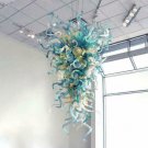 Luxury Hotel Villa Crystal Aqua Blue Hand Blown Murano Glass Chandelier Pendant Light