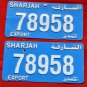 License plates. Pair United Arab Emirates Sharjah