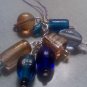 Blue and Brown Bead Charm Cell Phone Strap Zipper Pull