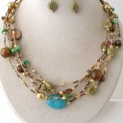 Brown Bead Necklace and Earring Set