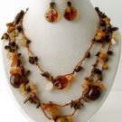 Brown Bead Necklace and Earring Set