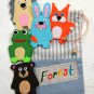 Animal finger puppets. Felt finger puppets. Felt animals. Gifts for kids. First birthday.