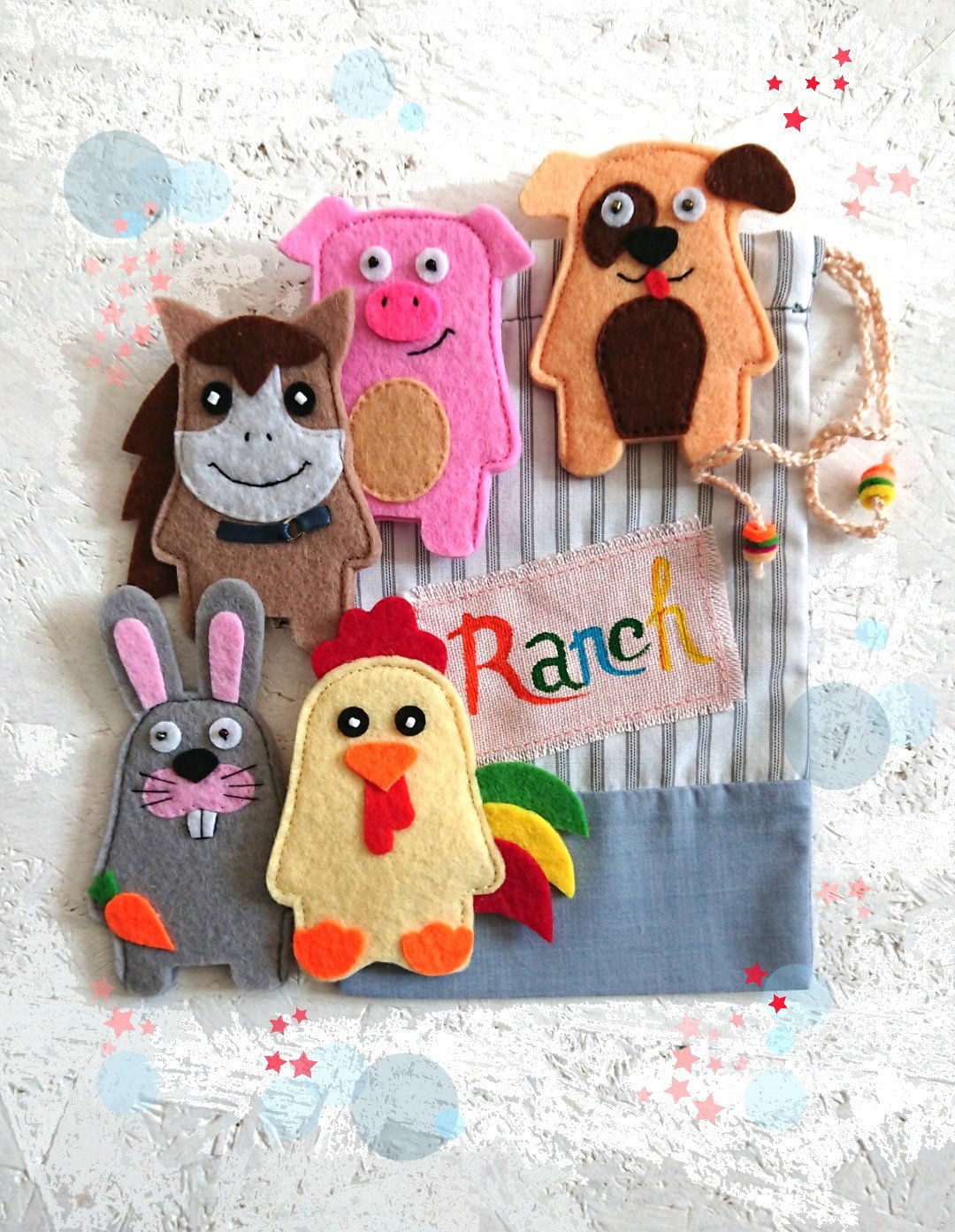 Finger puppets. Felt animals. Children puppets. Gifts for kids. First birthday.