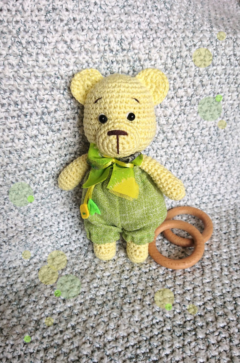 Crochet bear Handmade toys Yellow bear Gifts from Ukraine First birthday Lemon animal Natural