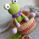 Handmade for baby Crochet frog Green knitted frog Gifts for kids Natural materials