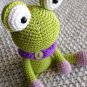 Handmade for baby Crochet frog Green knitted frog Gifts for kids Natural materials
