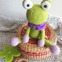 Handmade for baby Crochet frog Green knitted frog Gifts for kids Natural materials