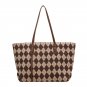 Large Capacity Fashion Shoulder Bag With Rhombus Print