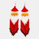Santa beaded earrings.Christmas seed bead earrings