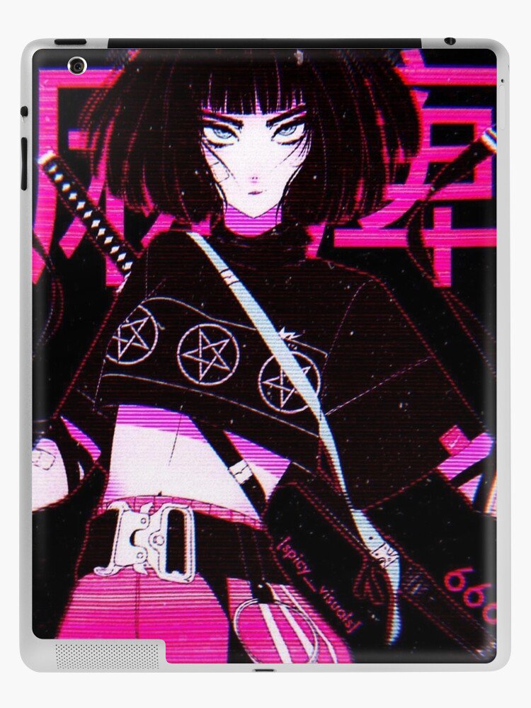 Aesthetic Cute Anime Smug Cyberpunk Girl waifu -- 666 Samurai iPad Case & Skin