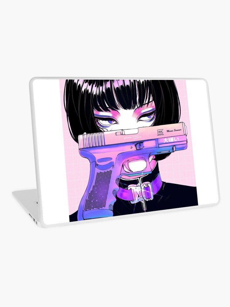 Aesthetic Cyberpunk Anime waifu Girl Laptop Skin
