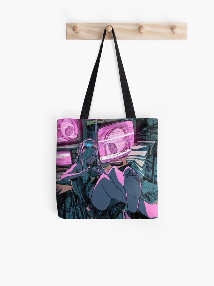 Aesthetic Cute anime waifu Cyberpunk girl Tote Bag