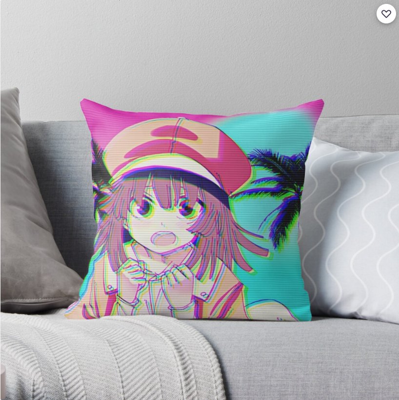 Aesthetic Cute Anime Pink Little Girl Waifu Throw Pillow