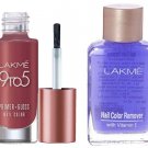 Lakme Primer + Gloss Nail Colour, Dusty Pink, 6 ml and Lakme Nail Color Remover, 27ml