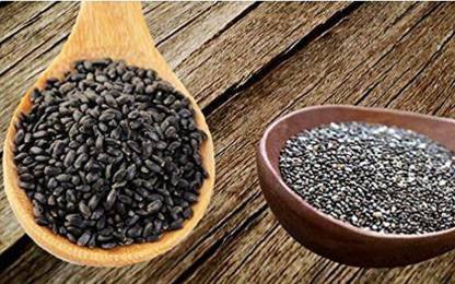 PMW Combo Pack of Basil & Chia Seeds - Sabja - Tukmaria ( 100 gm per packet )