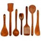 Handmade Wooden (Rose Wood) Serving and Cooking Spoon & Kitchen Tools Utensil, Non Stick Set of 7
