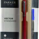 Parker Vector STD Roller Ball Pen Refillable Red Body Blue Ink