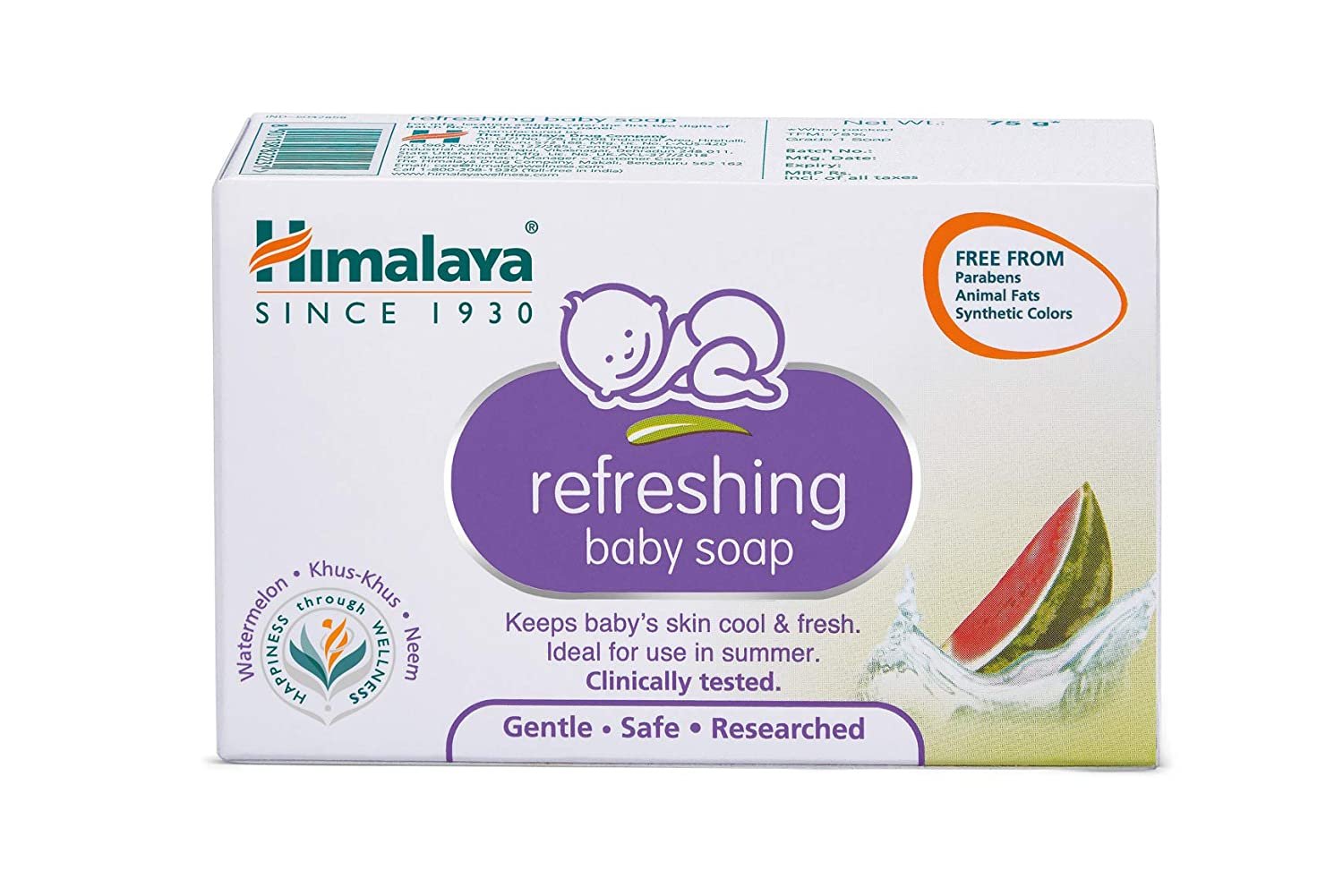 Himalaya Refreshing Baby Soap, 75g, Multicolor pack of 3
