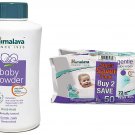 Himalaya Baby Powder (700g) and Himalaya Gentle Wipes(2 Packs, 72 Sheets per Pack)