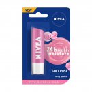 NIVEA Lip Balm, Soft Rose, for 24h Moisture with Natural Oils, Delicate Rose Shine 4.8 g pack of 2