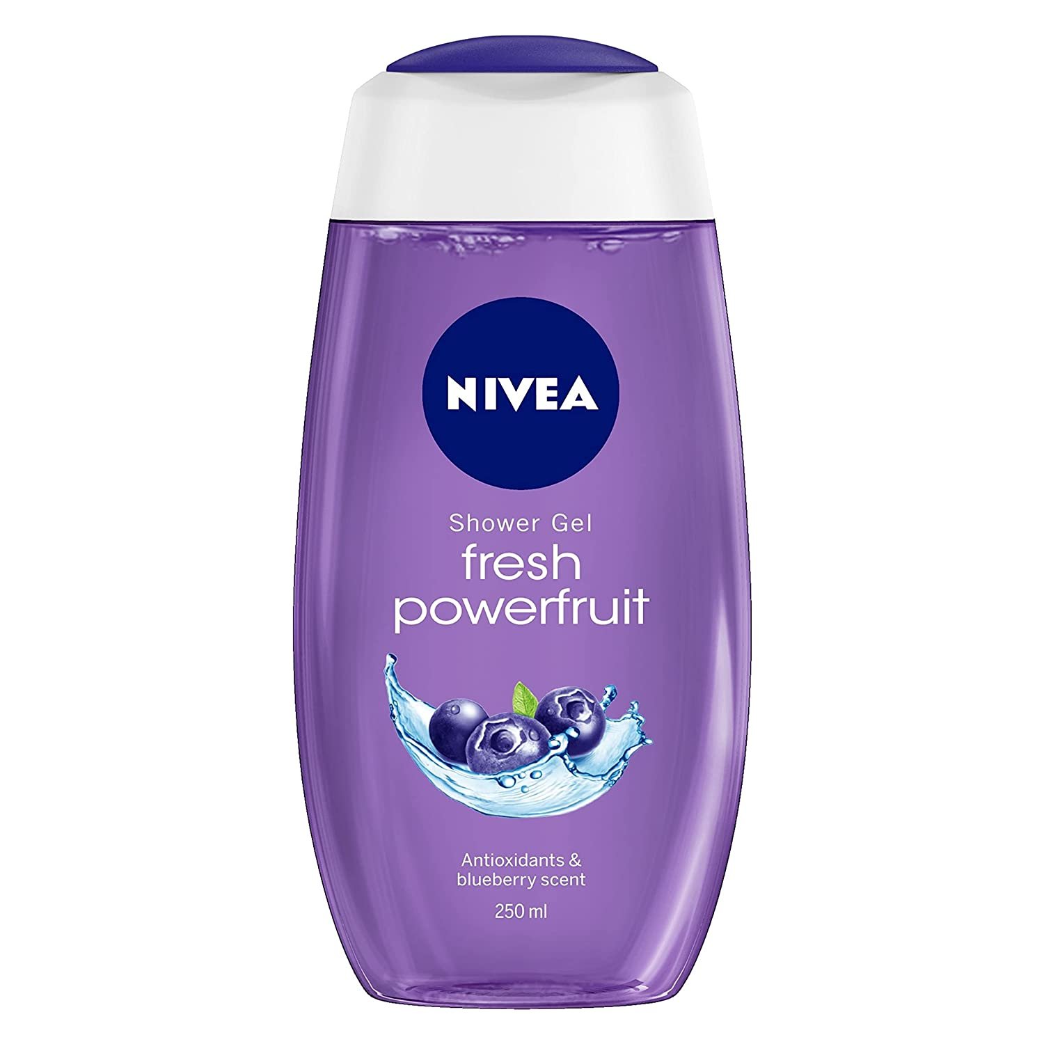 NIVEA Body Wash, Fresh Powerfruit Shower Gel, with Antioxidants & Blueberry Scent, 250 ml
