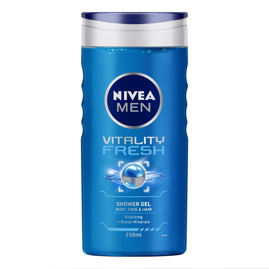 NIVEA Men Body Wash, Vitality Fresh with Ocean Minerals, Shower Gel for Body, Face & Hair, 250 ml