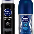 NIVEA Shower Gel, Men, 500ml And NIVEA Men Deodorant Roll-On, Fresh Active Original, 50ml